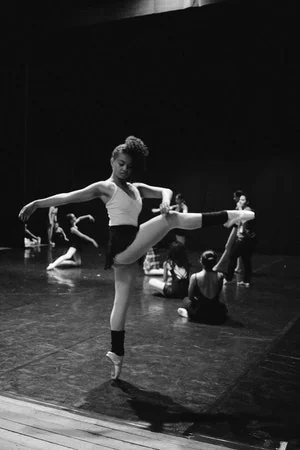 Adults at the barre during a weekly ballet class in Chester